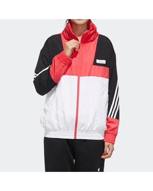 Adidas Red (Wmns) Neo Printing Hooded Jacket