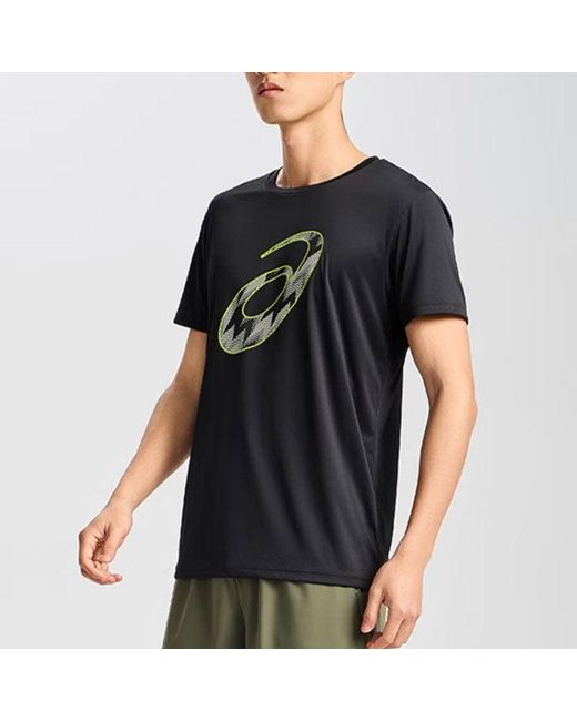 Asics Black Short Sleeve Running Top 'Performance' for men