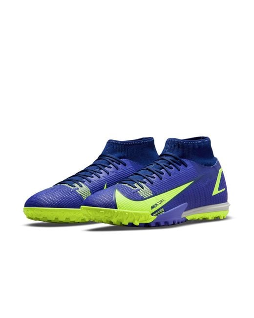 Nike Blue Mercurial Superfly 8 Academy Tf Turf High-Top Soccer Shoes for men