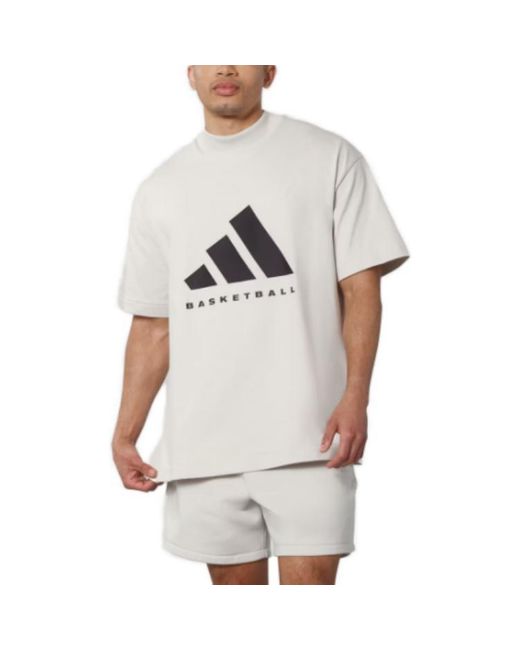Adidas White Basketball Logo Tee for men