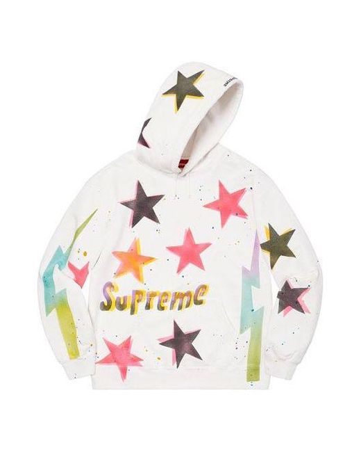 Supreme White Gonz Stars Hooded Sweatshirt for men