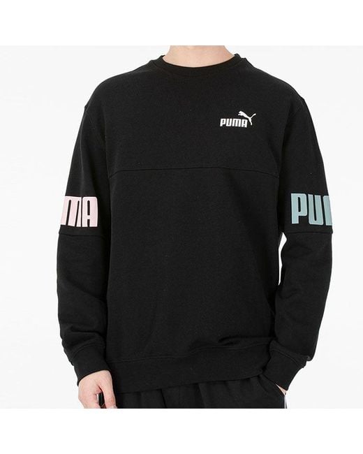 PUMA Blue Casual Round Neck Pullover Printing Long Sleeves for men