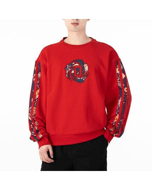 Adidas Red Crew Limited Printing Basketball Sports Round Neck Pullover for men