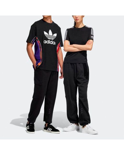 Adidas Black Originals X Melting Sadness Crossover Series Casual Splicing Sports Pants/Trousers/Joggers for men
