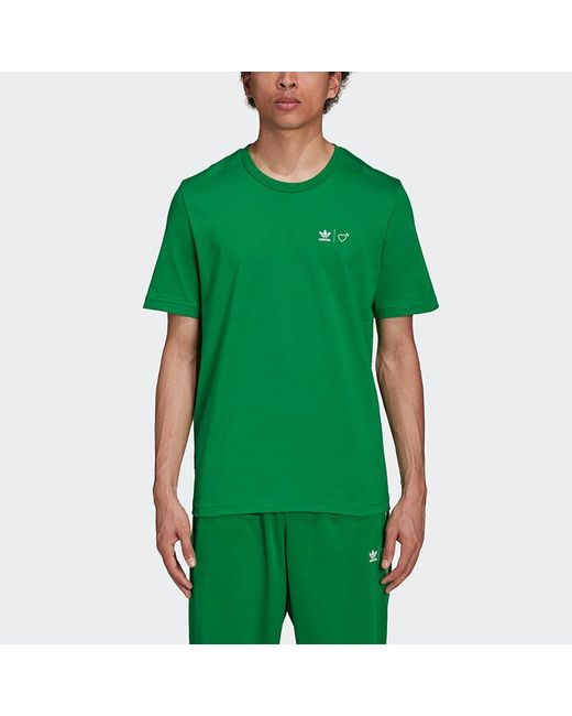 Adidas Green Originals X Human Made Crossover Printing Pattern Casual Sports Short Sleeve for men