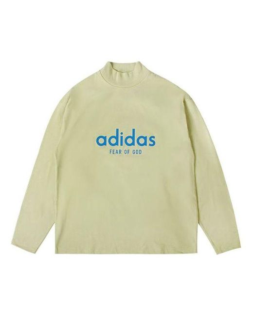 Adidas Green X Fear Of God Crossover Alphabet Logo Round Neck Long Sleeves Autumn T-Shirt for men