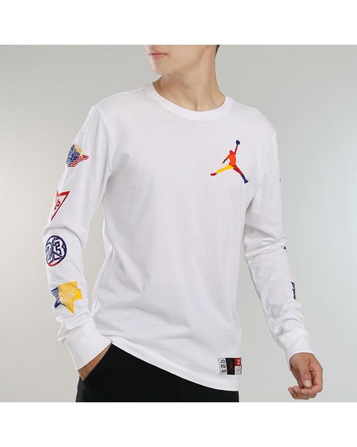 Nike White Logo Printing Round Neck Pullover Long Sleeves for men