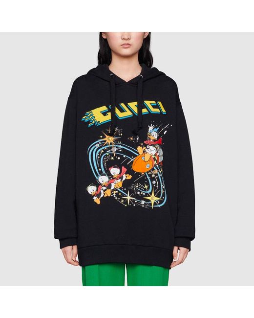Gucci Black (Wmns) X Disney Joint Ss21 Cartoon Donald Duck Printed Hoodie For
