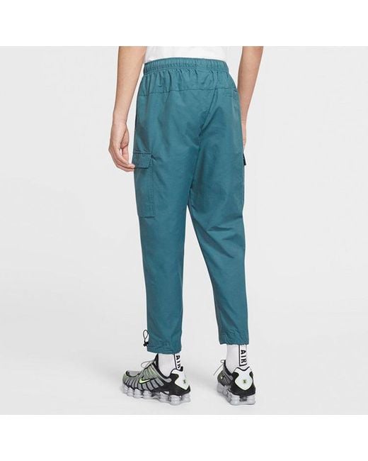 Nike Blue Sportswear Logo Small Label Embroidered Woven Cargo Long Pants for men