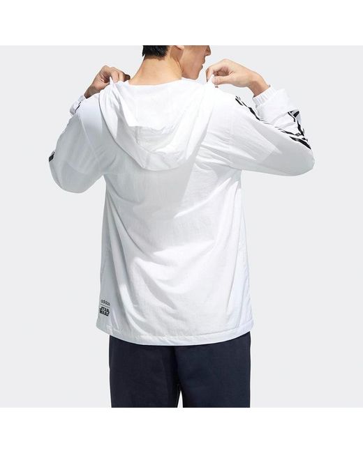 Adidas White Neo M Sw Wb Logo Printing Cozy Casual Sports Hooded Jacket for men