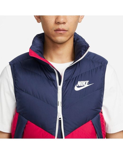 Nike Red Windproof Warm Stand Collar Down Vest for men