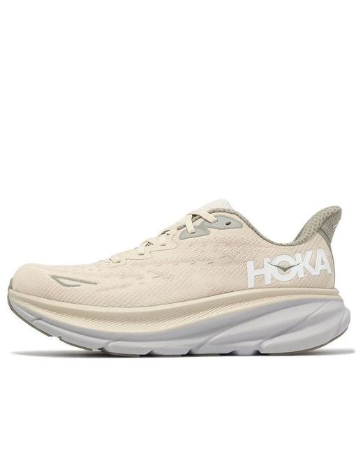 Hoka One One White Clifton 9 2E Wide 'Oat Milk' for men