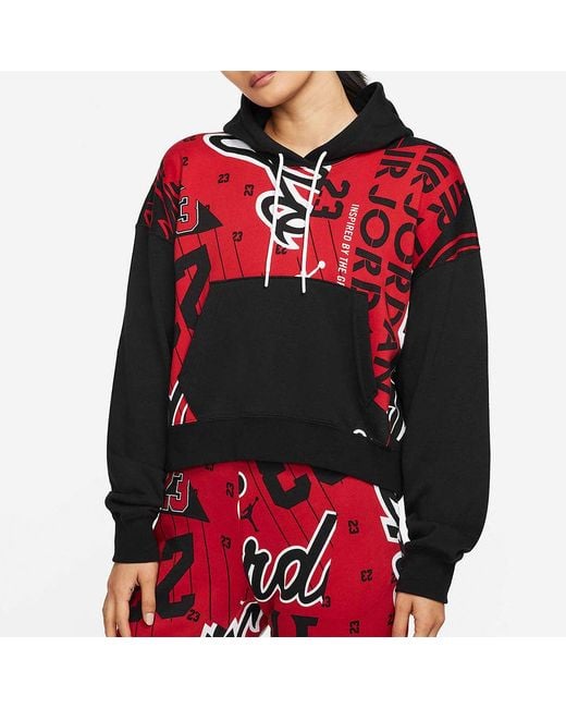Nike Red (Wmns) Fleece Allover Printed Hoodie