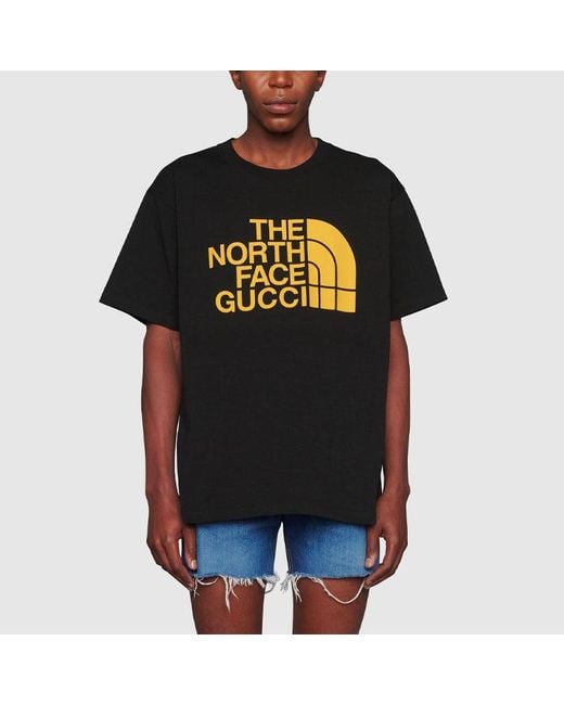 Gucci Black X The North Face Crossover Alphabet Logo Printing Loose Round Neck Short Sleeve T-Shirt for men
