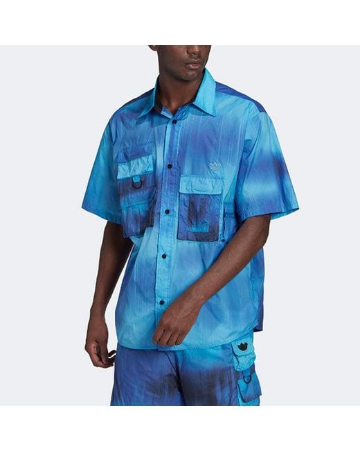 Adidas Blue Gradient Pocket Sports Short Sleeve Shirt for men