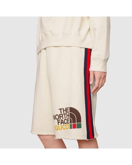 Gucci Natural X The North Face Crossover Webbing Printing Cotton Shorts for men