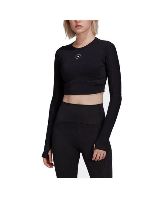 Adidas Black (Wmns) By Stella Mccartney Truestrength Cropped Long Sleeve T-Shirt
