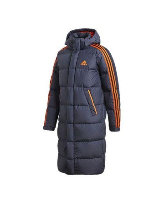 Adidas Blue 3St Long Coat Outdoor Sports Detachable Hooded Down Jacket for men