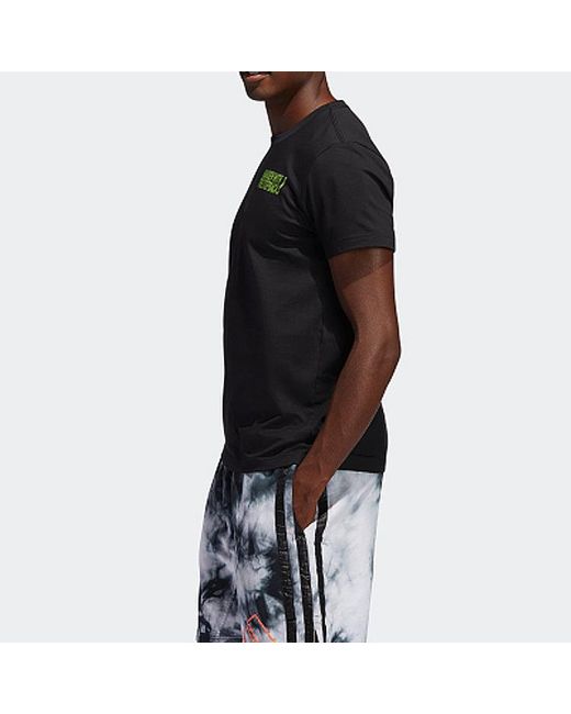 Adidas Black Harden Stepback Basketball Sports Round Neck Short Sleeve for men
