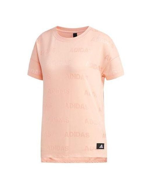 Adidas Pink (Wmns) Sports Stylish Round Neck Short Sleeve