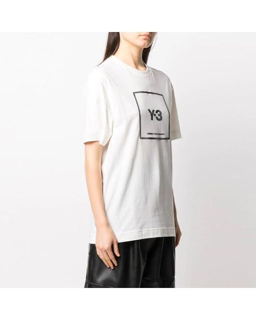 Adidas White Y-3 Ss21 Alphabet Logo Loose Round Neck Short Sleeve T-Shirt for men