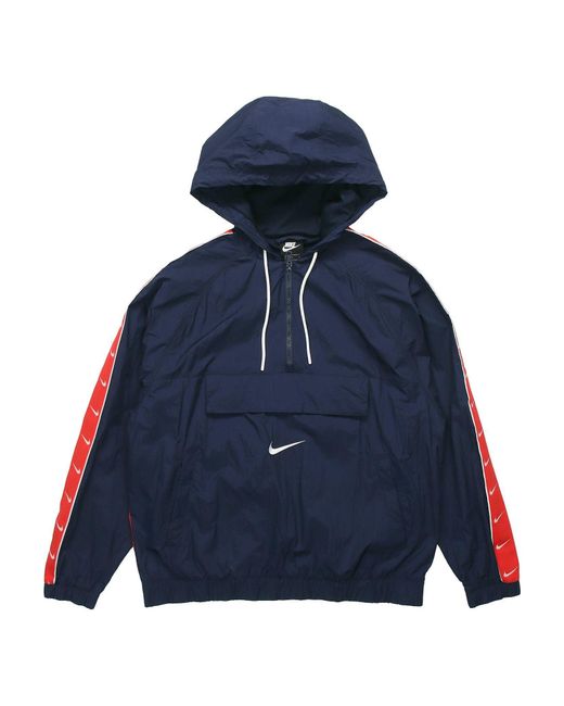 Nike Blue Sportswear Big Swoosh Hooded Long Sleeve Color Block Jacket Cd0420-451 Colorblock for men