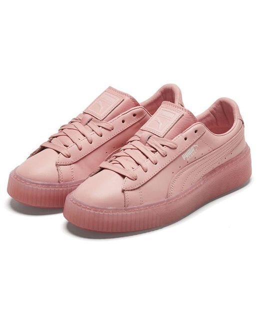 PUMA Pink (Wmns) Basket Platform Core Low Board Shoes