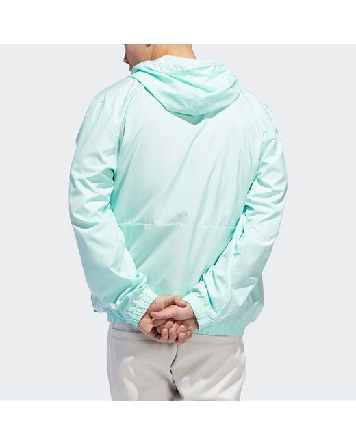 Adidas Blue Originals Casual Sports Half Zipper Hooded Jacket Mint for men