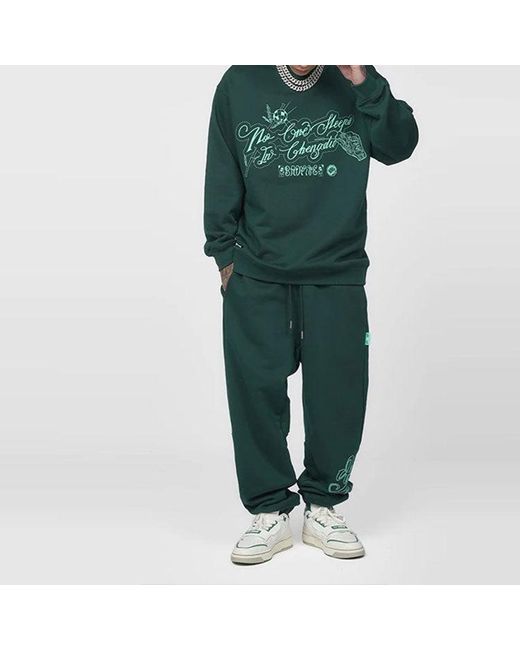 Li-ning Green Badfive Sports Basketball Series Printing Loose Round Neck Pullover 'Dark' for men