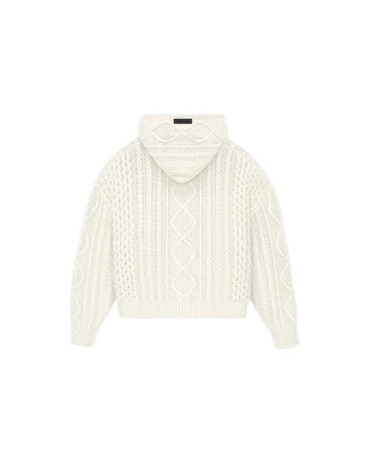 Fear Of God White Fw23 Cable Knit Hoodie 'Cloud Dancer' for men