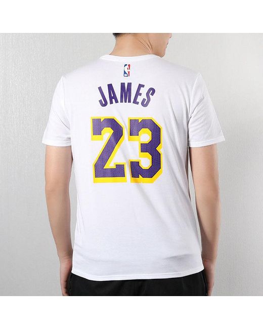 Nike White Casual Sports Short Sleeve Lakers Lebron James 23 for men