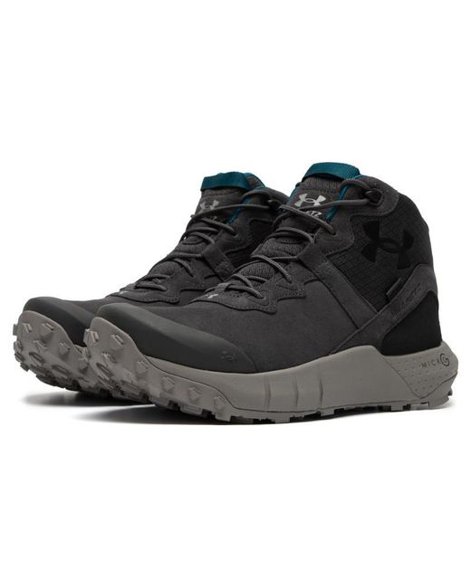 Under Armour Black Ua Micro G Valsetz Trek Mid Leather Waterproof Tactical Boots for men