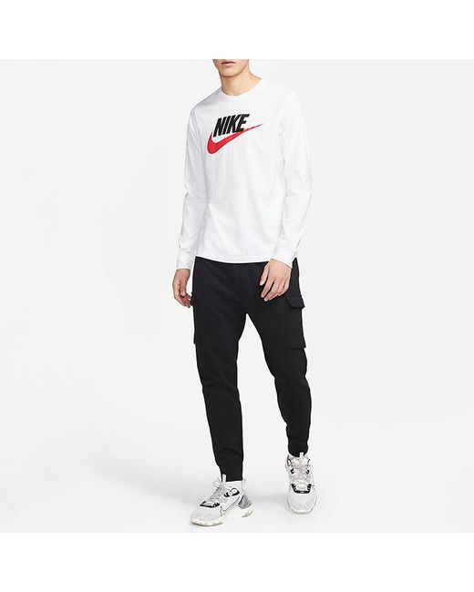 Nike White Sportswear Futura Icon Logo Printed Casual Collar Long Sleeved for men