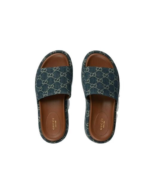 Gucci Blue (Wmns) Angelina Platform 55 Mm Sandal 'Jacquard Denim'