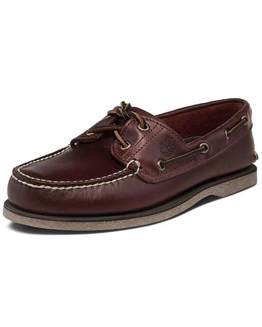 Timberland Brown Classic Leather 2-Eye Boat Shoes for men
