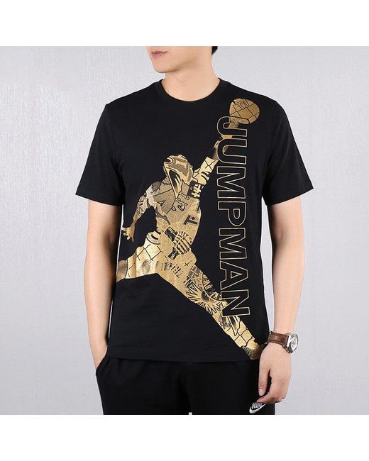 Nike Black Jumpman Flying Logo Printing Short Sleeve for men