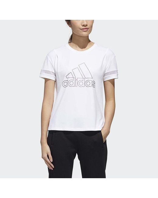 Adidas White (Wmns) Sports Stylish Round Neck Short Sleeve