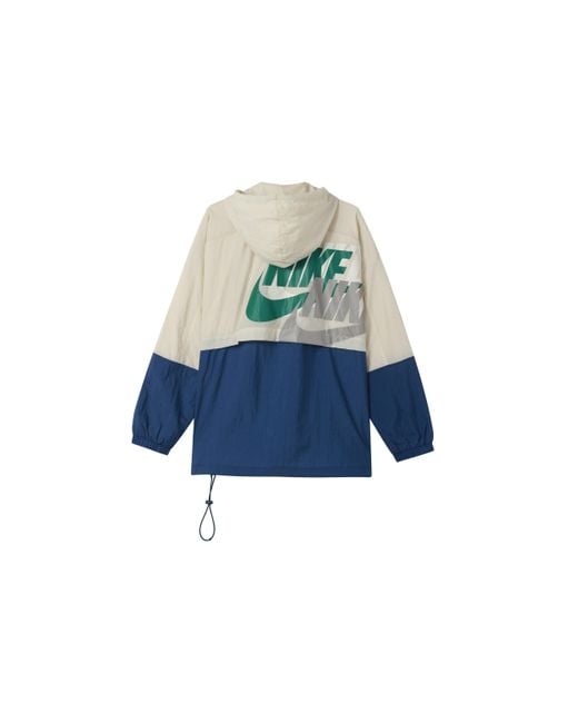 Nike Blue Sportswear Lightweight Back Printing Breathable Athleisure Casual Sports Woven Jacket Autumn Lime for men