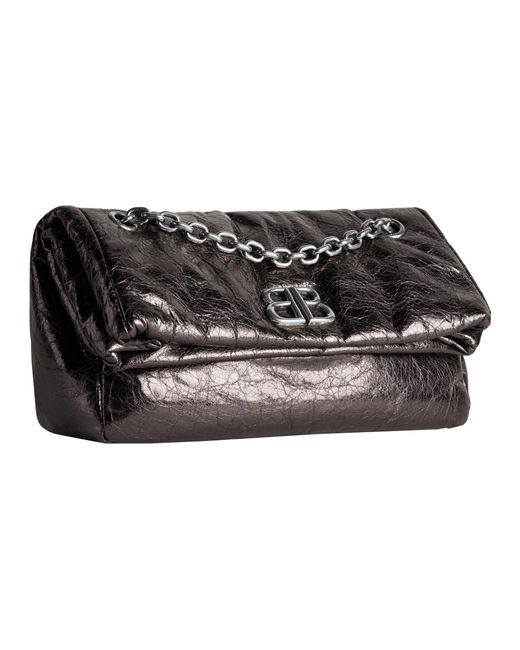 Balenciaga Black (Wmns) Monaco Small Chain Bag Metallized 'Dark'