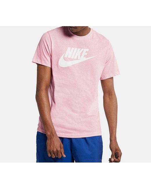 Nike Sportswear Classic Logo Printing Round Neck Short Sleeve Pinkred for men