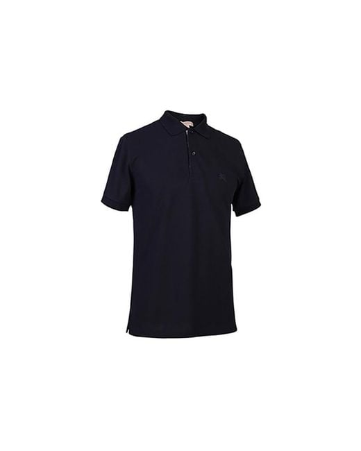 Burberry Blue Logo Lapel Short Sleeve Polo Shirt for men