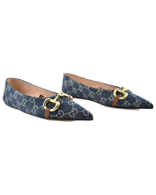 Gucci Blue (Wmns) Denim Ballet Flat With Horsebit