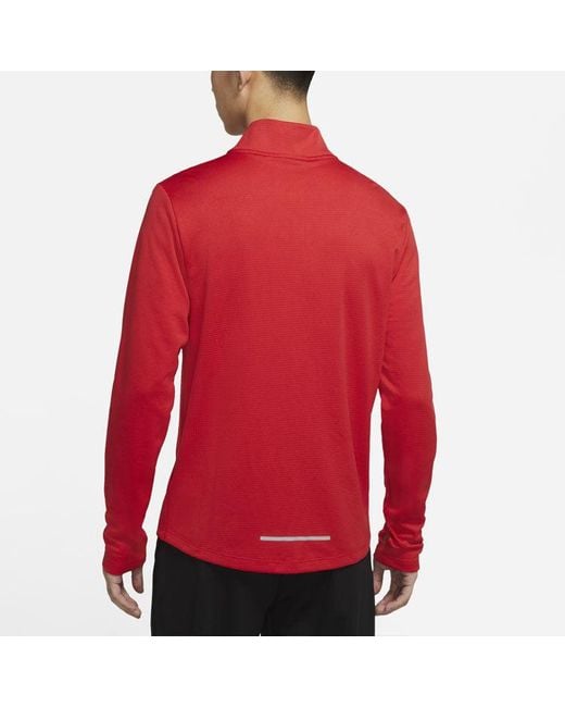 Nike Red Parcer Running Sports Training Cardigan Stand Collar Pullover Long Sleeves for men