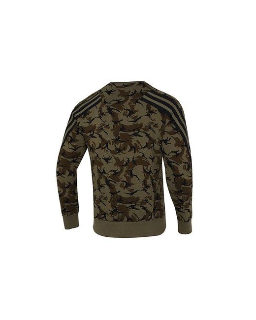 Adidas Green Camouflage Pattern Round Neck Long Sleeves Military for men