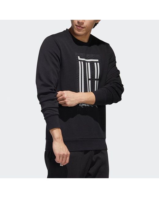Adidas Blue Wj Crew Logo Printing Pullover Round Neck for men