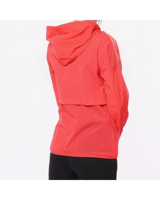 Adidas Red (Wmns) Plaid Applique Windtight Hooded Jacket Coat