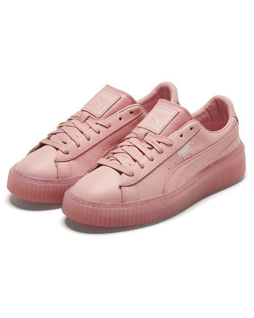 PUMA Pink (Wmns) Basket Platform Core Low Board Shoes