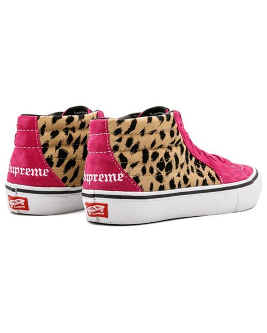 Vans Pink Supreme X Sk8-Mid Pro 'Cheetah Velvet' for men