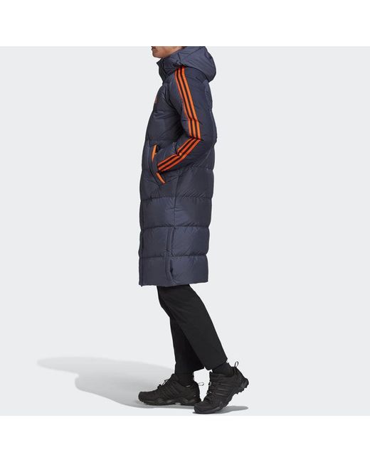 Adidas Blue 3St Long Coat Outdoor Sports Detachable Hooded Down Jacket for men