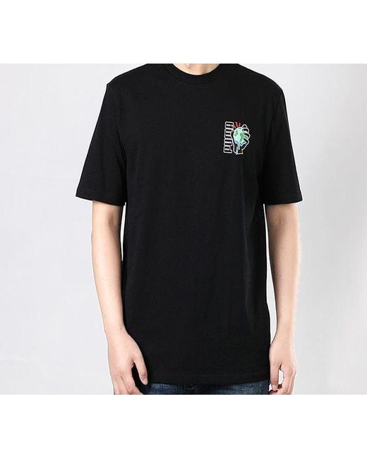 PUMA Black Environmental Friendly Printing Round Neck Short Sleeve for men